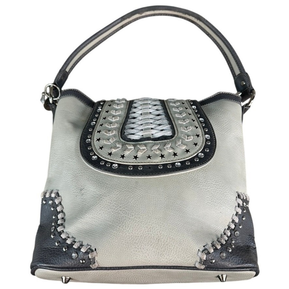 American Bling Montana West Gray Studded Rhinestone Western Hobo Shoulder Bag